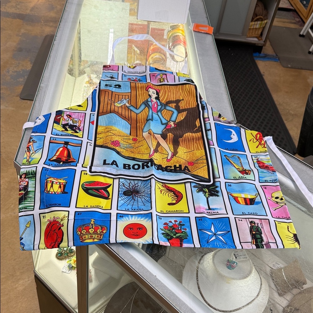 NEW Colorful Lotería Print Apron with La Borracha Panel